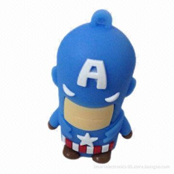 PVC Cartoon USB Flash Drives, 64MB-128GB Capacity